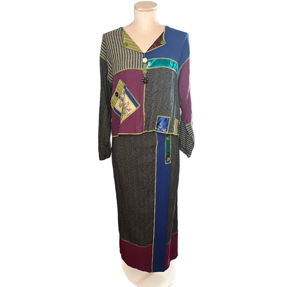 Surya Art To‎ Wear Mixed Media patchwork Skirt & Top Set Size S Teachercore